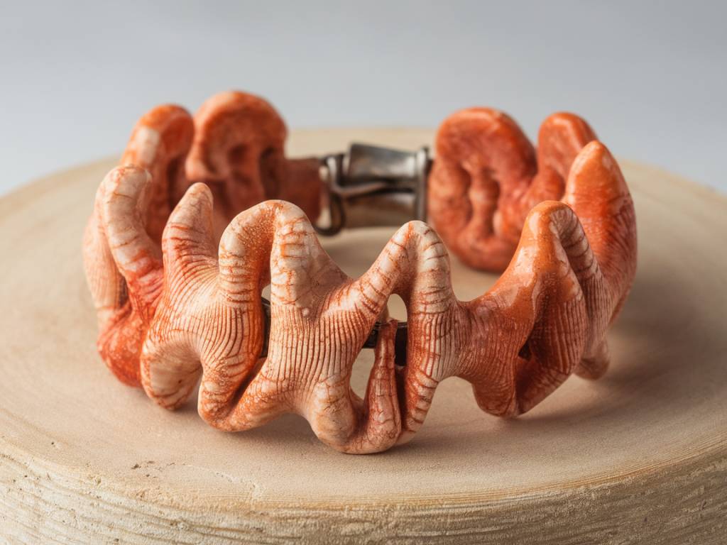 jaspe corail : une pierre fossile aux nuances chaleureuses en bracelet