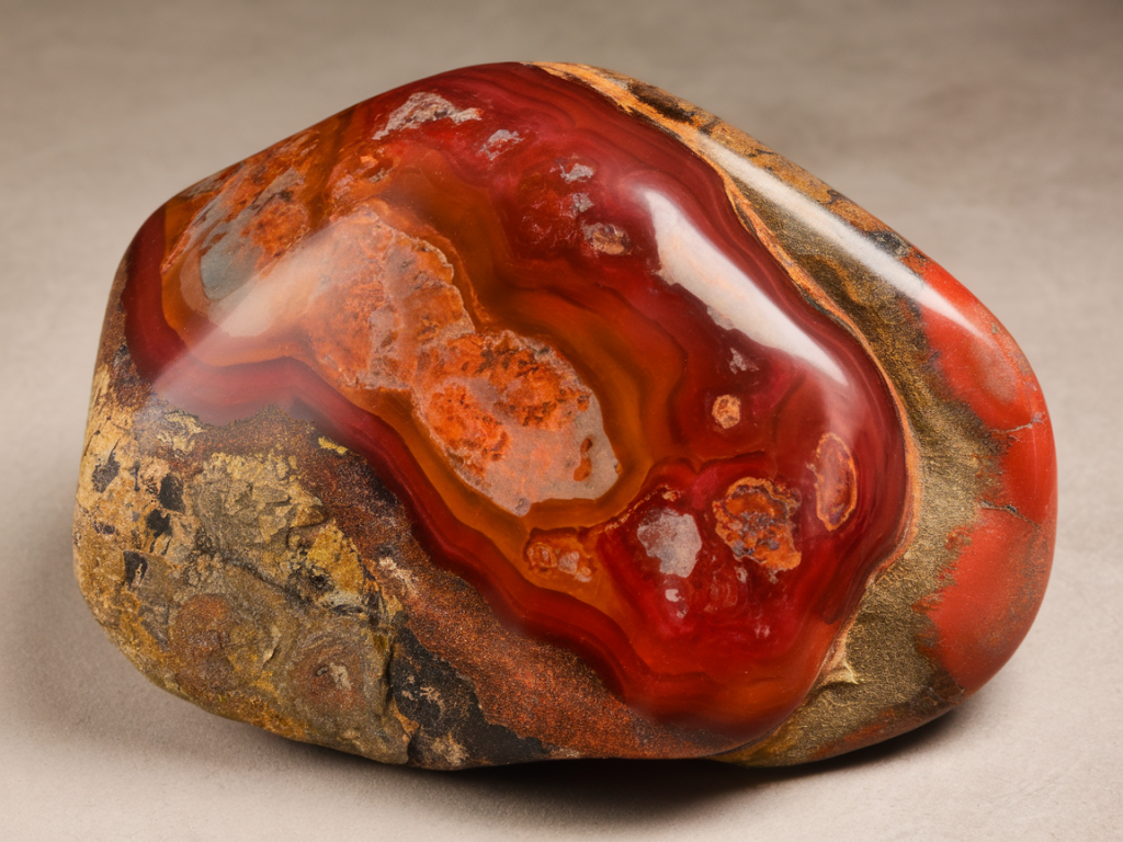Une pierre fossile aux teintes chaleureuses
